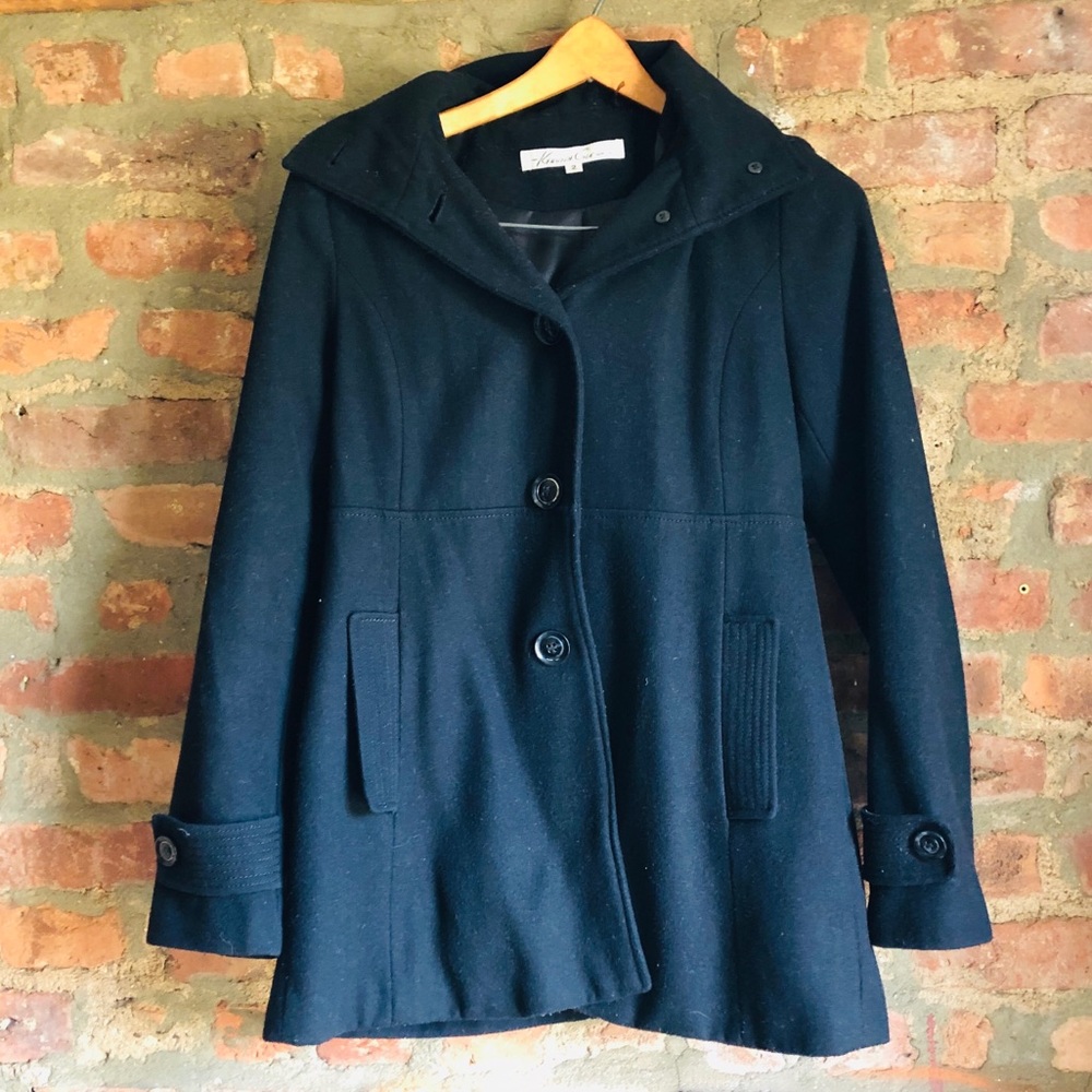 Black Kenneth Cole Wool Peacoat